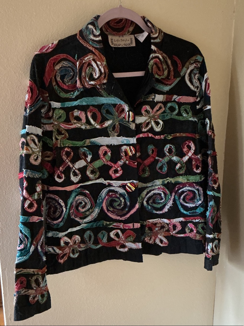 Black Multicolor Swirl Jacket